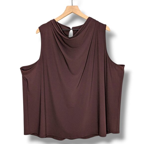 Universal Standard Top Womens XL 26/26 Sleeveless Drape Neck Blouse Brown - Picture 2 of 5